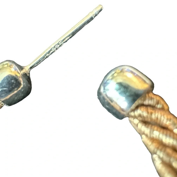 Gold & Sterling Twisted Mesh Rope Hoop Earrings - Picture 6 of 6